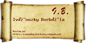 Ivánszky Borbála névjegykártya